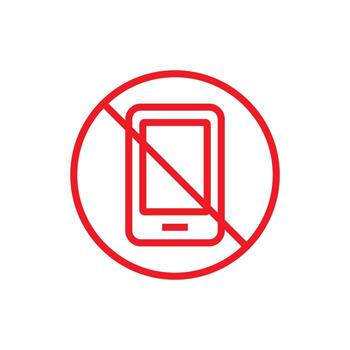 No célula Los telefonos permitido firmar con rojo circulo y diagonal línea terminado un móvil teléfono icono, prohibir teléfono utilizar vector