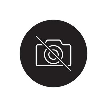Icon symbolizing prohibition of photography, indicating no camera allowed for capturing images in a restricted area vector