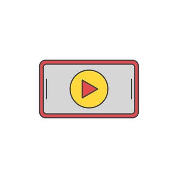 un sencillo ilustración de un móvil dispositivo mostrando un jugar botón, simbolizando medios de comunicación reproducción y digital contenido consumo vector