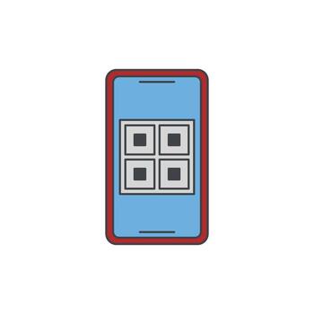 teléfono inteligente mostrando qr codigos en sus pantalla, ideal para moderno comunicación y digital márketing aplicaciones vector