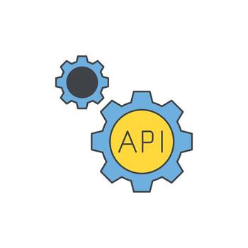 API gear illustration representing integration and connectivity for software and data exchange vector