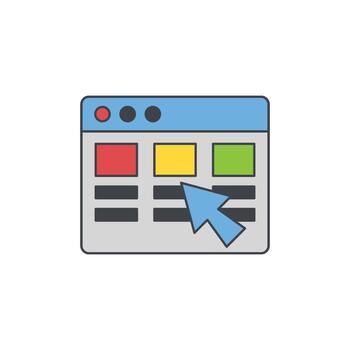 User Interface Design Concept with Computer Browser Window and Cursor Arrow Pointing to Web Elements vector