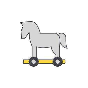 Digital Trojan Horse Icon Representing Cyber Security Threat and Computer Virus vector