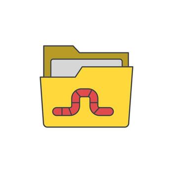 Digital Data Security Concept Illustration of a Folder with a Worm Icon, Representing Malware or a Virus Threat vector