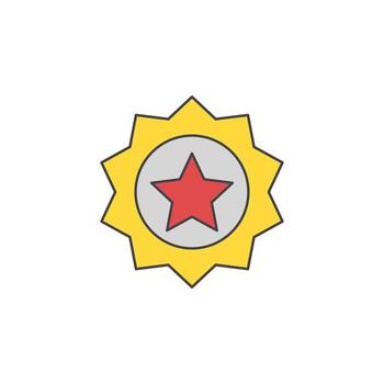 graphic illustration of a stylized star symbol within a gear-like frame, representing achievement or recognition vector