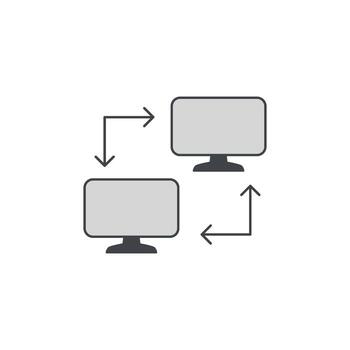 Computer data transfer and network connection icon representing digital information exchange vector