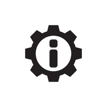Industrial information icon with a gear and a lowercase 'i' representing a technical or operational guide vector