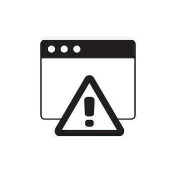 Website error alert symbol icon, concept of online warning or problem notification on a digital interface, illustration vector