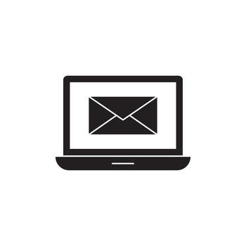 ordenador portátil pantalla mostrando un correo electrónico sobre icono, representando digital comunicación y en línea mensajería servicios vector