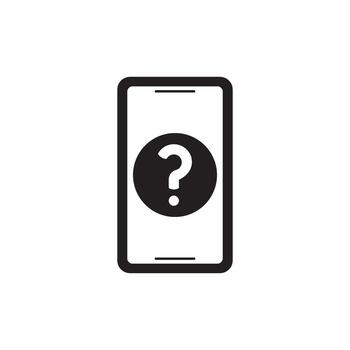 Smartphone with a question mark icon, representing uncertainty, troubleshooting, or a help inquiry, on its screen vector