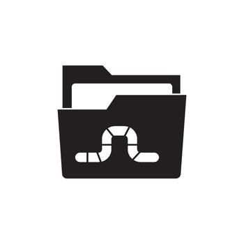 ilustración de un carpeta con un Como un gusano criatura comiendo mediante él, representando un computadora virus o malware amenaza vector