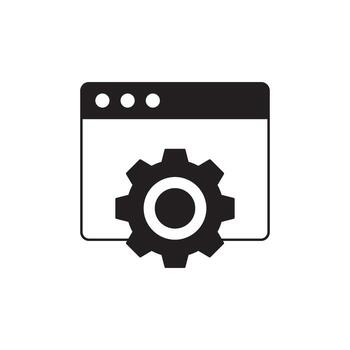ilustración de un navegador ventana con un rueda dentada representando ajustes o configuración vector