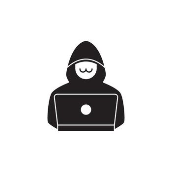 anónimo hacker trabajando en un ordenador portátil computadora, cibercrimen y digital seguridad concepto vector