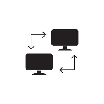 Computer network connection or data transfer between two screens vector