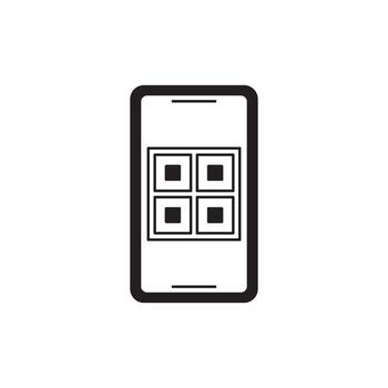 digital móvil teléfono mostrando cuatro qr código cuadrícula en pantalla, moderno tecnología concepto vector