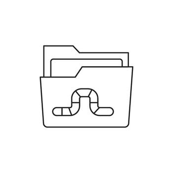 Folder with a worm icon symbolizing a virus or malware threat within a digital system vector