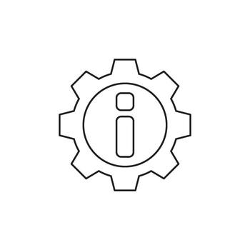 Information and settings icon representing assistance, help, and technical support with a cogwheel and an info symbol for guidance vector