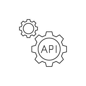 api engranajes ilustración representando software integración y desarrollo vector