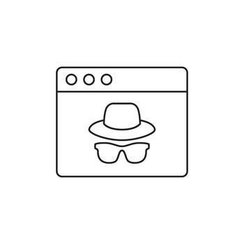 Anonymous browsing and incognito mode icon on a web browser window representing online privacy and security vector