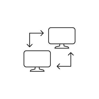 Computer Network Connection and Data Transfer Between Two Devices Icon vector
