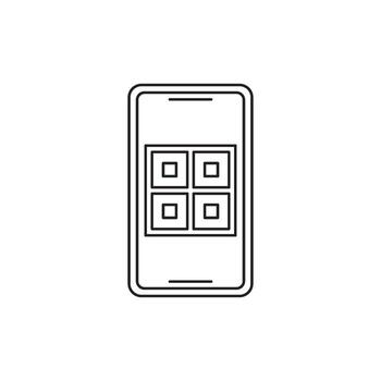 Smartphone screen displaying a QR code scan with four squares vector