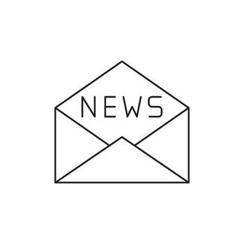 un contorno ilustración de un abierto sobre con el palabra Noticias impreso en el solapa, simbolizando correo electrónico comunicación y información diseminación vector