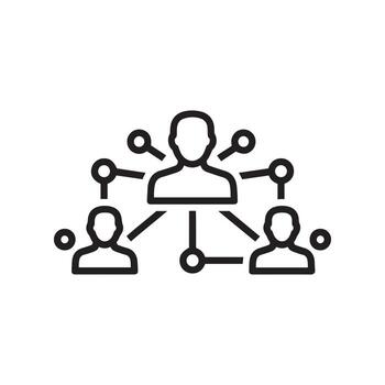 Teamwork connection icon of people linked together in network diagram vector