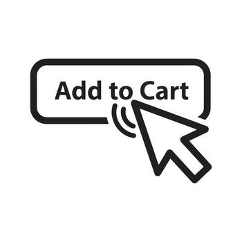 Cursor clicking on 'add to cart' button online shopping icon vector
