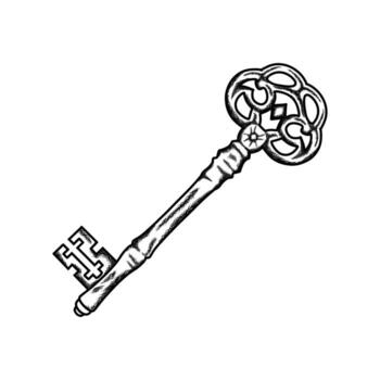 A drawing of a key with a celtic knot on it vector