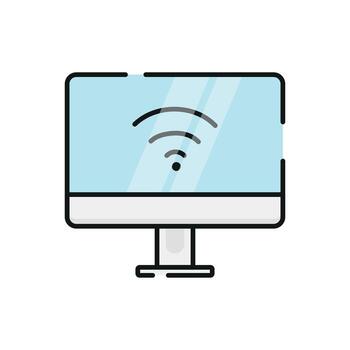 A computer monitor with wifi symbol on it vector