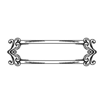 A black and white drawing of a frame with a scroll vector