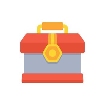 A red box with a yellow handle on it vector