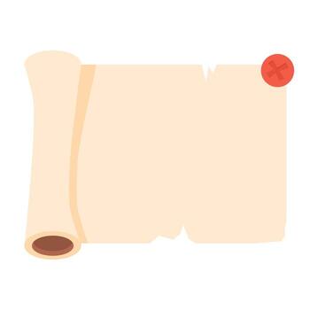 An old scroll with a red stamp on it vector