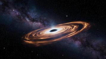 animato simulazione di un' rotante nero buco accrescimento disco nel spazio video