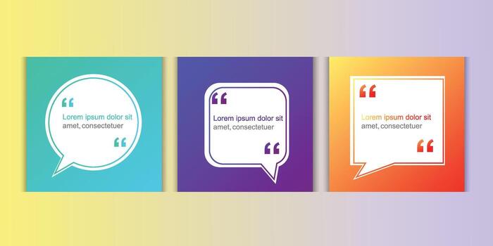 Three speech bubbles with different colors and shapes vector