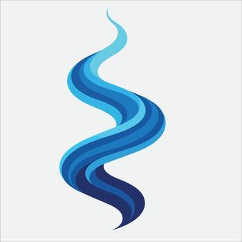 Abstract blue wave design with gradient curves on white background vector