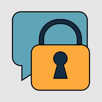 seguro comunicación un símbolo de protegido mensajería y datos intimidad con un bloquear icono vector