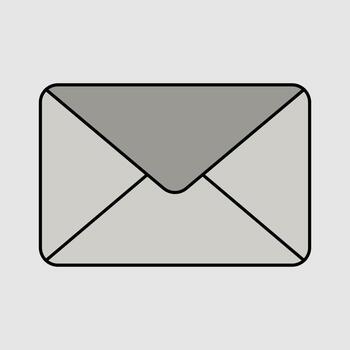 art of a standard postal envelope in shades of grey. A simple icon representing mail, letters, and communication for business or personal use. VA2-20.eps graphic vector