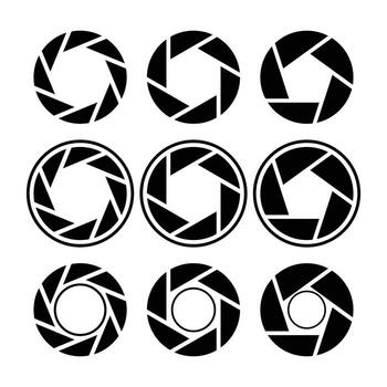 Camera shutter icon set vector