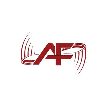 The AF initial logo is in the shape of a propeller in red. vector