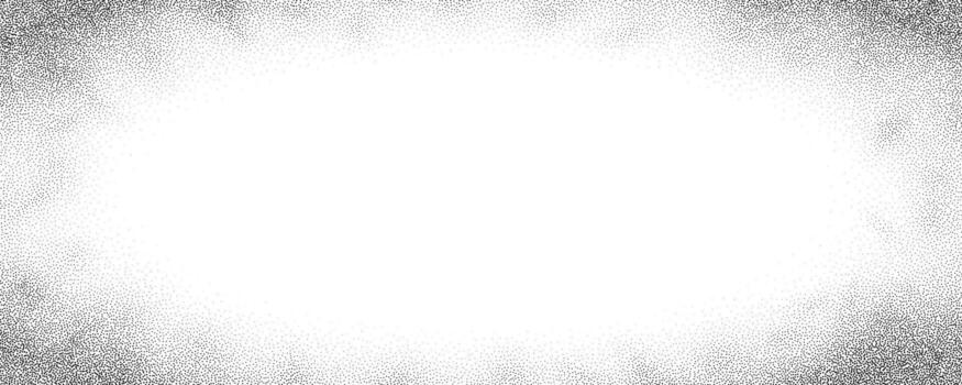 Stippled sand grain gradient texture. Fading sprayed dot frame background. Grunge dotted noise pattern wallpaper with zoom effect. Radial border overlay. Vignette grainy halfton patern backdrop vector