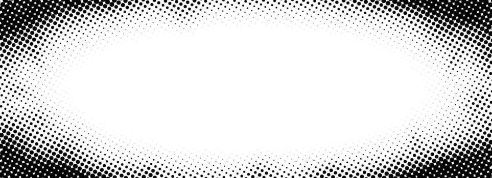 Halftone gradient texture. Grunge dot noise pattern wallpaper with zoom effect. Fading radial dotted frame background. Cartoon pop art border overlay. Comic grainy halfton patern backdrop. vector