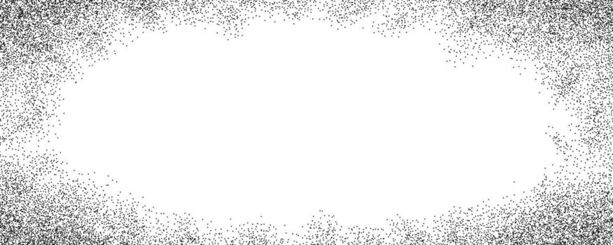 Sand grain gradient texture. Fading sprayed dot frame background. Stippled radial border overlay. Grange dotted noise pattern wallpaper with zoom effect. Vignette grainy halfton patern backdrop vector