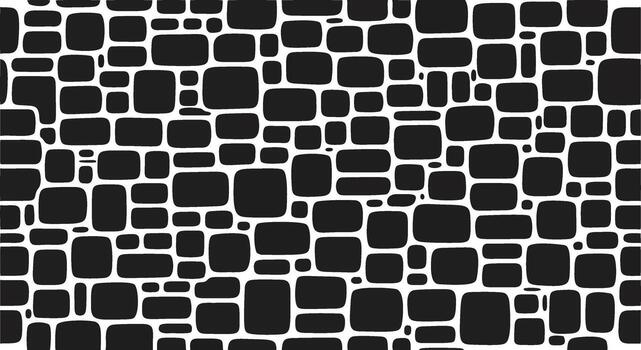 Cobblestone Pattern Mosaic Texture with Black Rounded Stones Background for Design vector