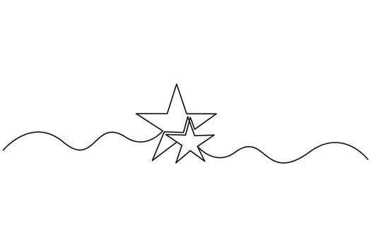 Star line art design with continuous curve minimalist drawing vector
