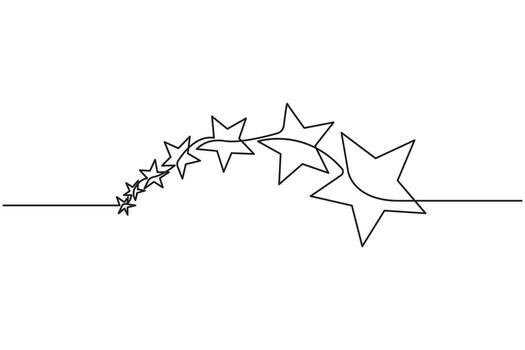 continuo soltero línea dibujo de estrellas en mínimo estilo en blanco antecedentes vector