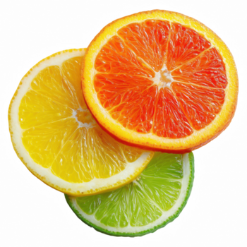 tre sovrapposizione agrume fette di arancia Limone e lime isolato su trasparente sfondo. png