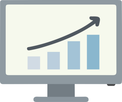 A computer monitor with a graph on it png
