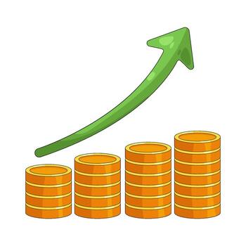 Illustration of Coin Stack Chart with Upward Arrow vector