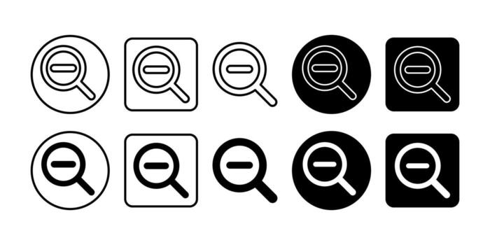 Zoom Out Black Icon Bundle for Minimize, Overview, and Navigation Symbol in Minimal Design vector